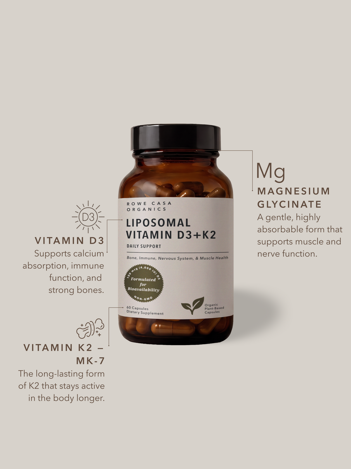 Liposomal Vitamin D3 + K2 | 60 Capsules